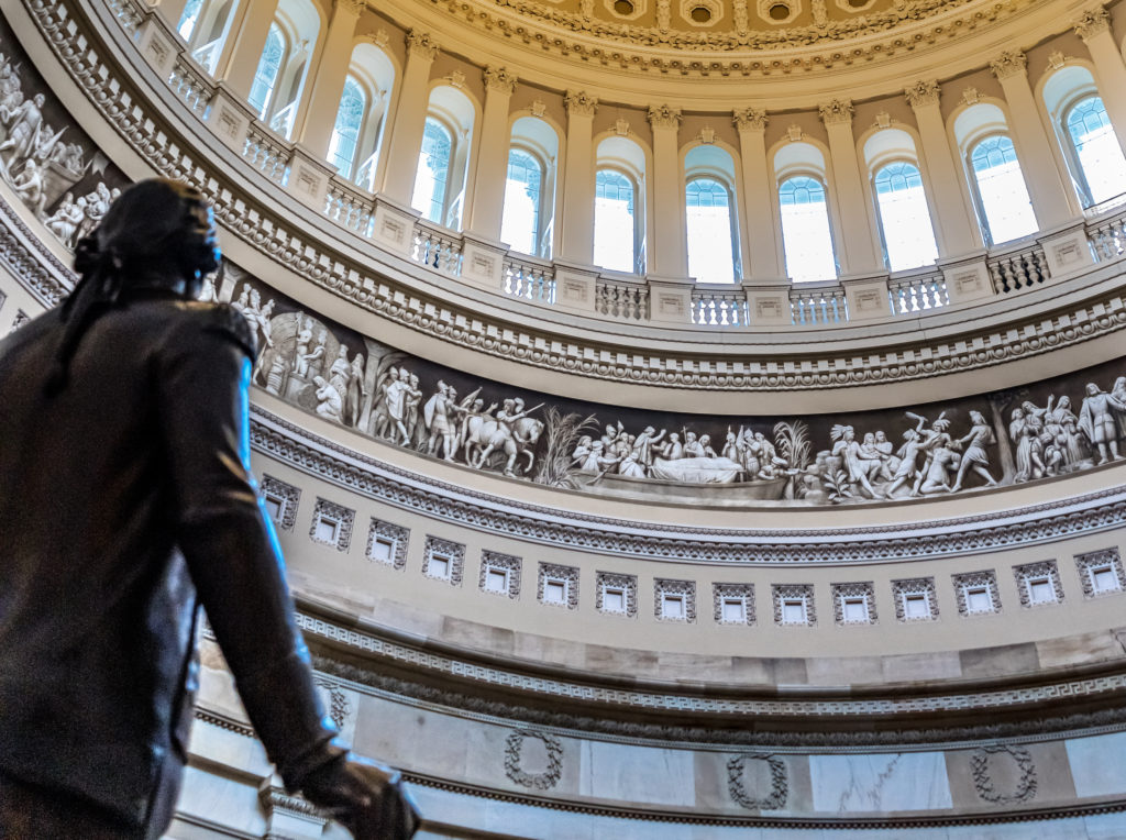 Statue US Capitol Dome Rotunda Apothesis Washington DC